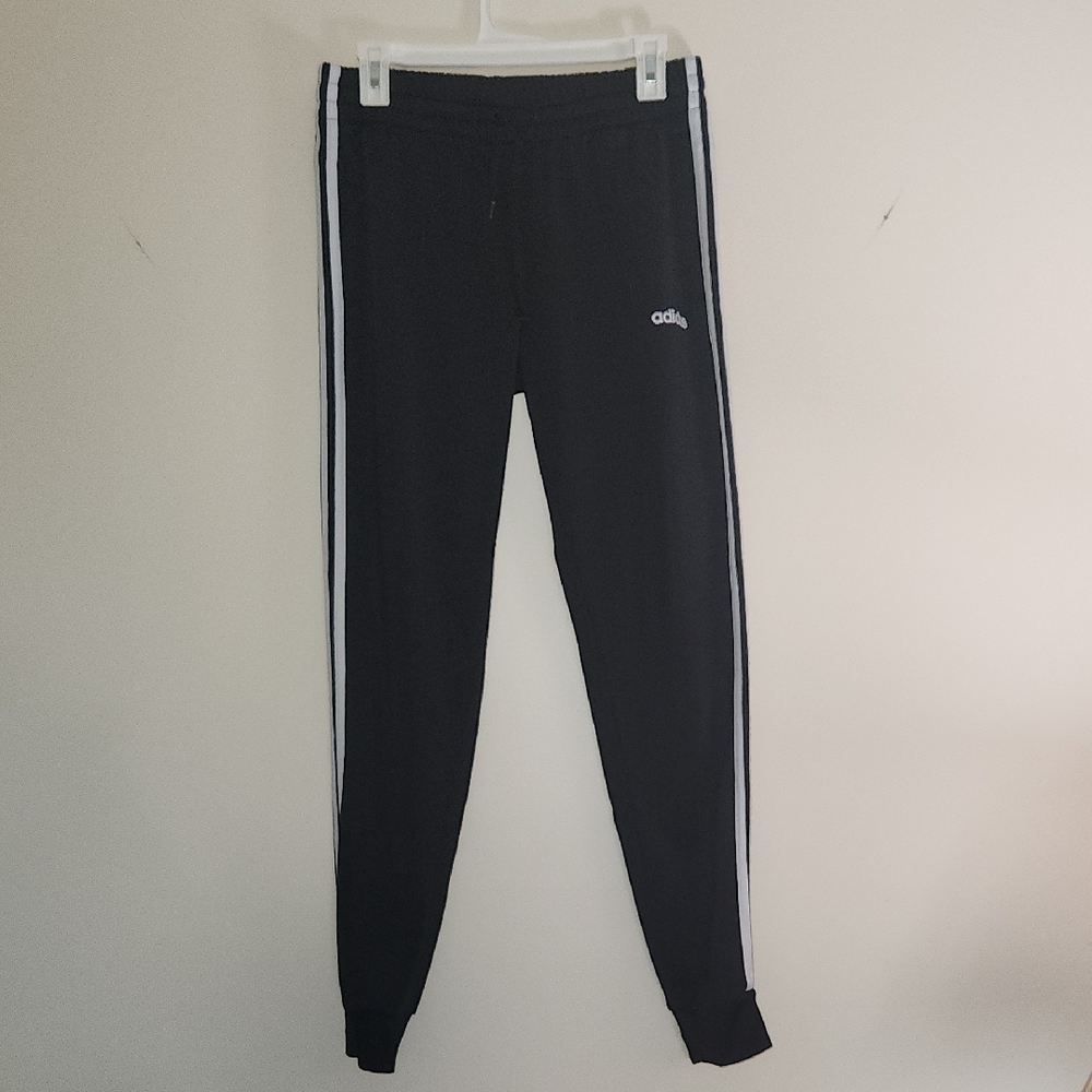 Adidas Black Joggers with White Accents
